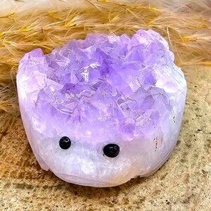 Nature Amethyst Cluster Hand Carved Cute Hedgehog Decor Figure